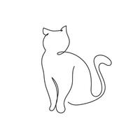 Continuous line cat. One line cat using minimalist. vector