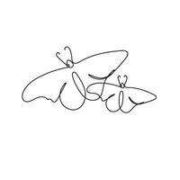 Continuous line drawing of butterfly. illustration of animal form in trendy outline style. vector