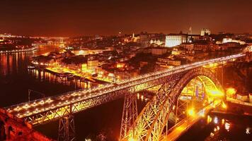 pont à nuit. Porto, le Portugal video