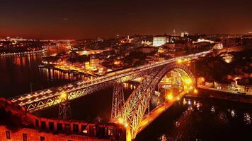 brug Bij nacht. porto, Portugal video