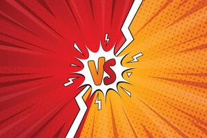 Comic versus background with rays and halftone ornament vector