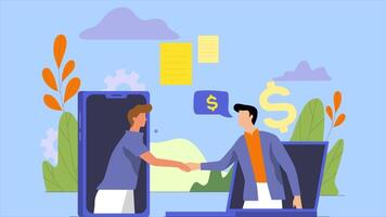 Two Businessmen Shaking Hands For A Business Contract 2D Cartoon Animation video