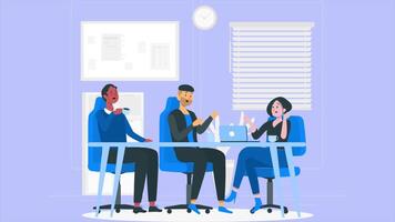 Office Workers Talking About The Project In The Meeting 2D Cartoon Animation video