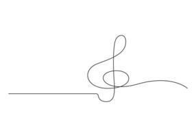 A treble clef and notes continuous one line drawing premium illustration vector