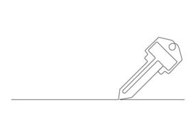 continuo línea dibujo de casa llave contraseña y seguridad concepto Pro ilustración vector