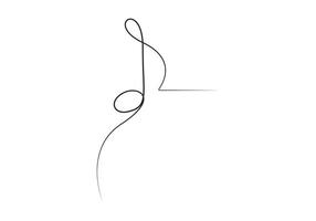 A treble clef and notes continuous one line drawing premium illustration vector