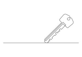 continuo línea dibujo de casa llave contraseña y seguridad concepto Pro ilustración vector