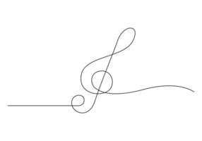 A treble clef and notes continuous one line drawing premium illustration vector