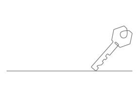 continuo línea dibujo de casa llave contraseña y seguridad concepto Pro ilustración vector