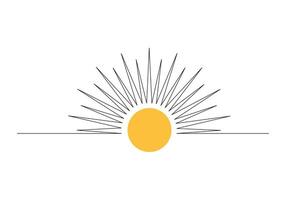 Sun continuous one line drawing sunset and sunrise outline pro illustration vector