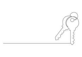 Continuous line drawing of house key password and security concept pro illustration vector