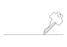 continuo línea dibujo de casa llave contraseña y seguridad concepto Pro ilustración vector