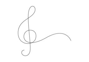 A treble clef and notes continuous one line drawing premium illustration vector