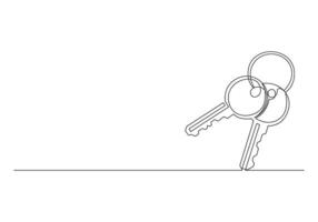 continuo línea dibujo de casa llave contraseña y seguridad concepto Pro ilustración vector