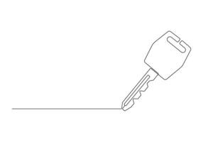 continuo línea dibujo de casa llave contraseña y seguridad concepto Pro ilustración vector