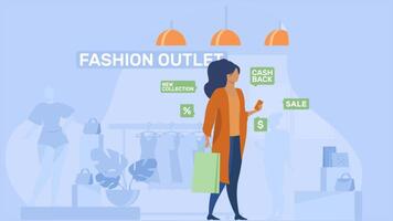 Woman Shopping In The Market 2D Cartoon Animation video