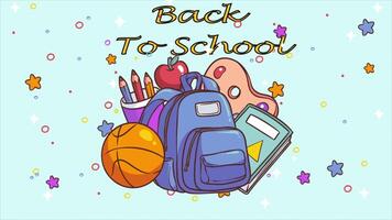 Back To School Items Fly In The Air 2D Cartoon Animation video