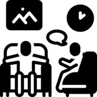 Solid black icon for interview vector