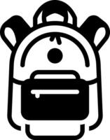 Solid black icon for school bag vector