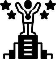 Solid black icon for achieve vector