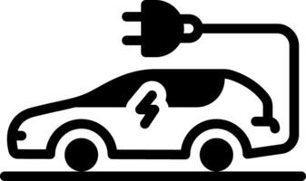 Solid black icon for electric car vector