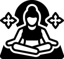 sólido negro icono para meditación vector