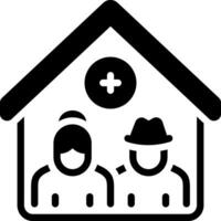 Solid black icon for nursing home vector