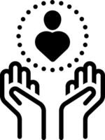 Solid black icon for caring vector