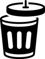 Solid black icon for bin vector