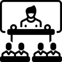 Solid black icon for lecture vector