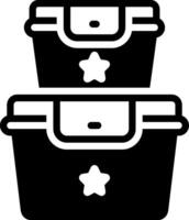 Solid black icon for container vector