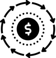 Solid black icon for cash flow vector