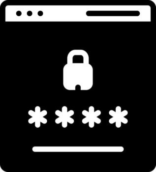 sólido negro icono para acceso código vector