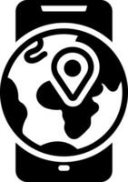 Solid black icon for geolocation vector