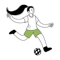 fútbol americano contorno ilustración. fútbol jugador con pelota. personaje para Deportes clasificaciones, web, tarjeta postal, mascota, deporte escuela. sano estilo de vida antecedentes. línea ilustración. vector