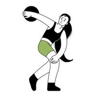 Disc thrower outline illustration. Athlete throwing discus icon. Character for sports standings, web, postcard, mascot, sport school. Healthy lifestyle background. line art illustration. vector