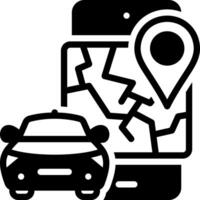 Solid black icon for taxi vector