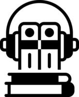 sólido negro icono para audio libro vector