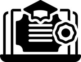 Solid black icon for online degree vector