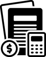 Solid black icon for financial statement vector