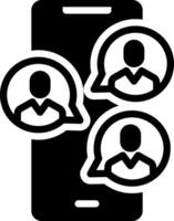 Solid black icon for social group vector