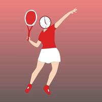 mujer jugando tenis vector