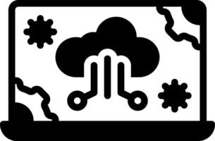 Solid black icon for cloud computing vector