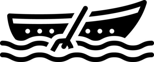 Solid black icon for rowing boat vector