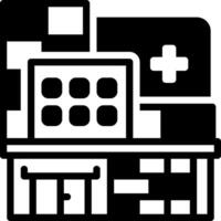 Solid black icon for hospital vector