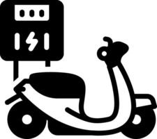 Solid black icon for electric scooter vector