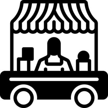 Solid black icon for seller vector