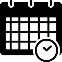 Solid black icon for time table vector