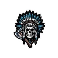 apache skull with axes vector