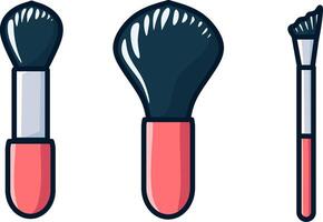 Pink make up brush set icon vector